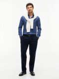 Blue Slim Fit Micro Print Poplin Shirt  Men
