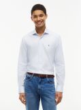 Blue Slim Fit Flag Embroidery Dobby Shirt  Men