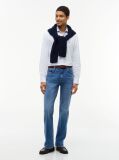 Blue Slim Fit Flag Embroidery Dobby Shirt  Men