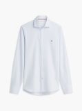 Blue Slim Fit Flag Embroidery Dobby Shirt  Men
