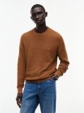 Brown Textured Crew Neck Jumper With Cashmere  Men