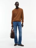 Brown Textured Crew Neck Jumper With Cashmere  Men