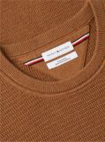 Brown Textured Crew Neck Jumper With Cashmere  Men