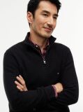 Black Textured Quarter-Zip Mock Neck Jumper With Cashmere  Men