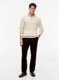 Beige Textured Quarter-Zip Mock Neck Jumper With Cashmere  Men