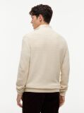 Beige Textured Quarter-Zip Mock Neck Jumper With Cashmere  Men