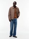 Brown Textured Quarter-Zip Mock Neck Jumper With Cashmere  Men