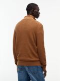 Brown Textured Quarter-Zip Mock Neck Jumper With Cashmere  Men