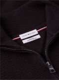 Brown Textured Quarter-Zip Mock Neck Jumper With Cashmere  Men