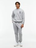 Grey Peached Fleece Crew Neck Sweatshirt  Men