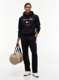 Black Logo Embroidery Fleece Drawstring Joggers  Men