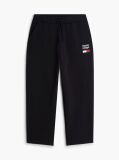 Black Logo Embroidery Fleece Drawstring Joggers  Men