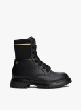 Black Rib-Knit Cleat Lace-Up Ankle Boots  Girls
