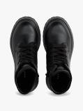 Black Rib-Knit Cleat Lace-Up Ankle Boots  Girls