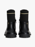 Black Rib-Knit Cleat Lace-Up Ankle Boots  Girls