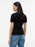 Black Flag Embroidery Ribbed Slim T-Shirt  Women
