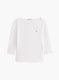 White Boat Neck Slim Fit T-Shirt  Women
