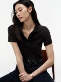 Black 1985 Slim Pique Polo  Women