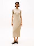 Beige Ribbed Slim Midi Bodycon Dress  Women