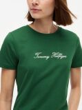 Green Logo Embroidery Crew Neck T-Shirt  Women