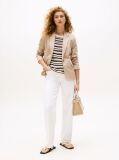 Beige Crest Embroidery Slim Fit Twill Blazer  Women