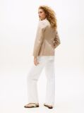 Beige Crest Embroidery Slim Fit Twill Blazer  Women