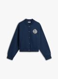 Blue Flex Fleece Logo Relaxed Bomber Cardigan  Women