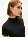 Black Slim Rib Mock Midi Bodycon Dress  Women