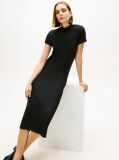 Black Slim Rib Mock Midi Bodycon Dress  Women