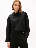 Black Floral Embroidery Oversized Fit Shirt With Linen  Women