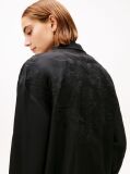 Black Floral Embroidery Oversized Fit Shirt With Linen  Women