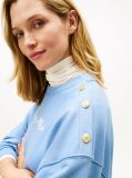 Blue Gold-Tone Button Sweatshirt  Women