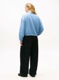 Blue Gold-Tone Button Sweatshirt  Women
