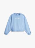 Blue Gold-Tone Button Sweatshirt  Women