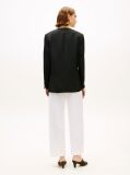 Black Gold-Tone Button Relaxed Linen Blend Blazer  Women