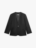 Black Gold-Tone Button Relaxed Linen Blend Blazer  Women