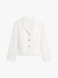 White Slim Fit Gold-Tone Button Linen Blend Blazer  Women