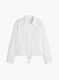 White Relaxed Fit Drawstring Shirt With Linen  Women