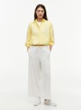 Yellow Relaxed Fit Drawstring Shirt With Linen  Women