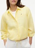Yellow Relaxed Fit Drawstring Shirt With Linen  Women