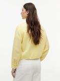 Yellow Relaxed Fit Drawstring Shirt With Linen  Women