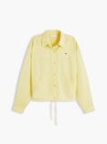 Yellow Relaxed Fit Drawstring Shirt With Linen  Women