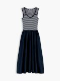 Multi Gold-Tone Button Slim Mixed Midi Dress  Women