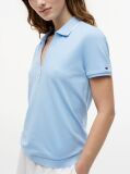 Blue Regular Fit Pique Henley Polo Shirt  Women