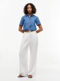 Blue Boxy Fit Short Sleeve Denim Shirt  Women