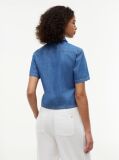 Blue Boxy Fit Short Sleeve Denim Shirt  Women
