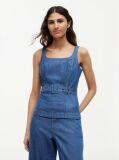 Blue Denim Sleeveless Belted Top  Women