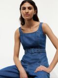 Blue Denim Sleeveless Belted Top  Women