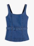 Blue Denim Sleeveless Belted Top  Women