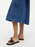 Blue Belted Denim Fit And Flare Midi Dress  Women
